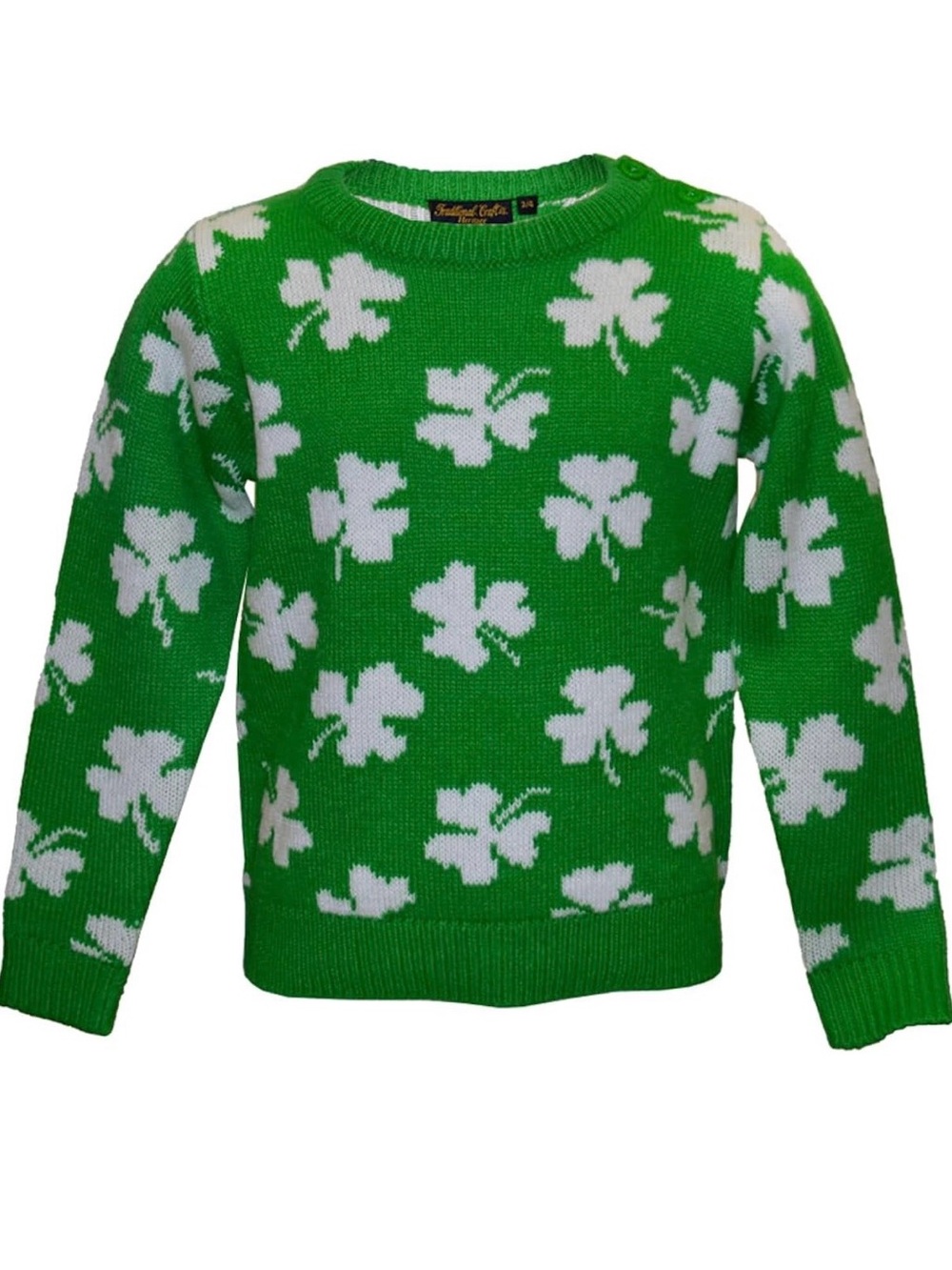 Traditional Craft Heritage Shamrock Knit Sweater - White Clover Pattern